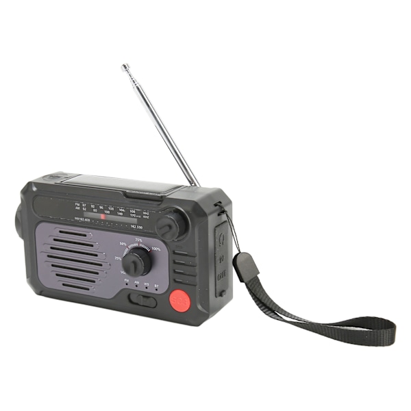 Håndsveiv værradio NOAA AM FM BT Type C lader nød solradio med lommelykt LED leselys SOS alarm