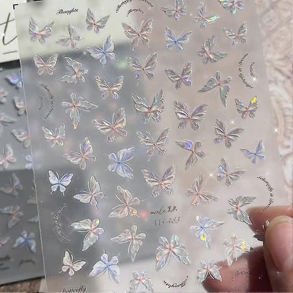 Perhoskynsitaidetarrat Kuori Vaalea Perhonen/Perhosen siivet-Virtaava L tyyli 2 style 2 1pcs