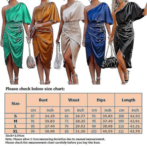 Solid Gold Satin Bodycon Midi Kjole til Kvinder