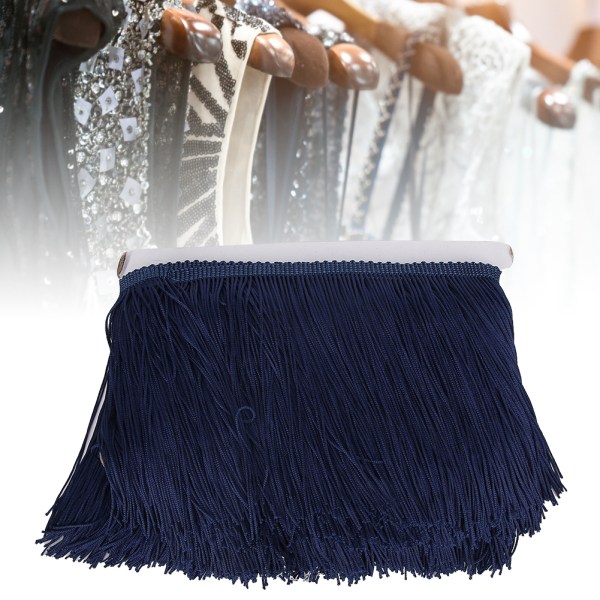 10yd 14cm Lång frans tofs Polyester Spetskant Band Sy Scen DIY Kläder Gardin Plagg Tillbehör Marinblå