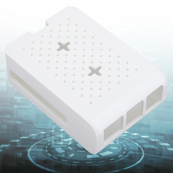 ABS-skyddande fodral skrivbordstillbehör med kylfläkt för Raspberry Pi 4:e generation 4B (vit)