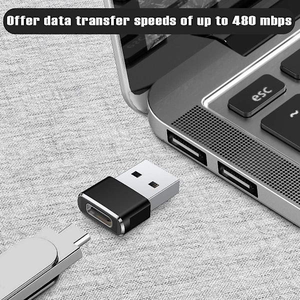 USB C hun til USB A han adapter 3-pak til Apple Watch, iPhone, AirPods, iPad - Sølv