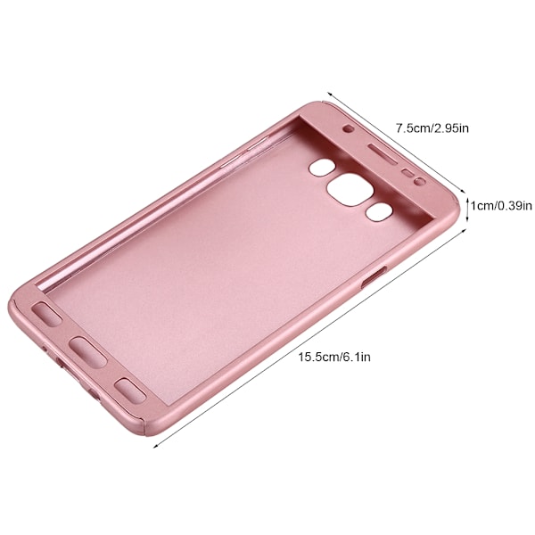 360° Beskyttende Slank Telefondeksel med Herdet Glass for Samsung Galaxy J7/2017 Rose Gold