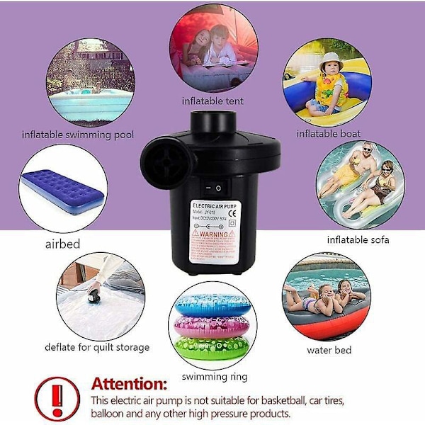 Portabel Elektrisk Luftpump DC 12v/AC 230 240v Snabb Fyllning Elektrisk Inflator Luftpump för Uppblåsbar Luftmadrass Leksak Kudde Pool Flytande Be