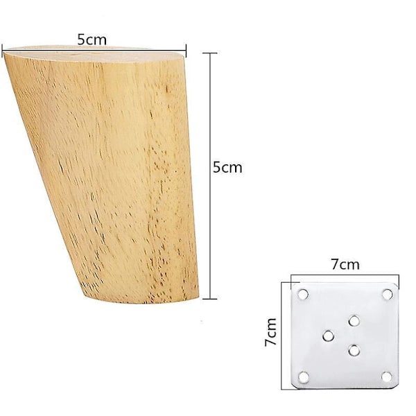 Skråtstillede møbelben i træ - 8 stk. (5 cm)