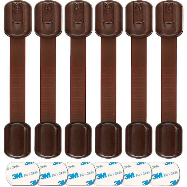 Justerbara barnsäkra remmar - Brun (6-pack)