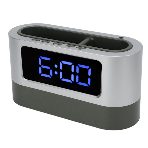 Digital kalender tidsminnesfunktion 12H 24H läge pennhållare funktion LED elektronisk väckarklocka för hem blå