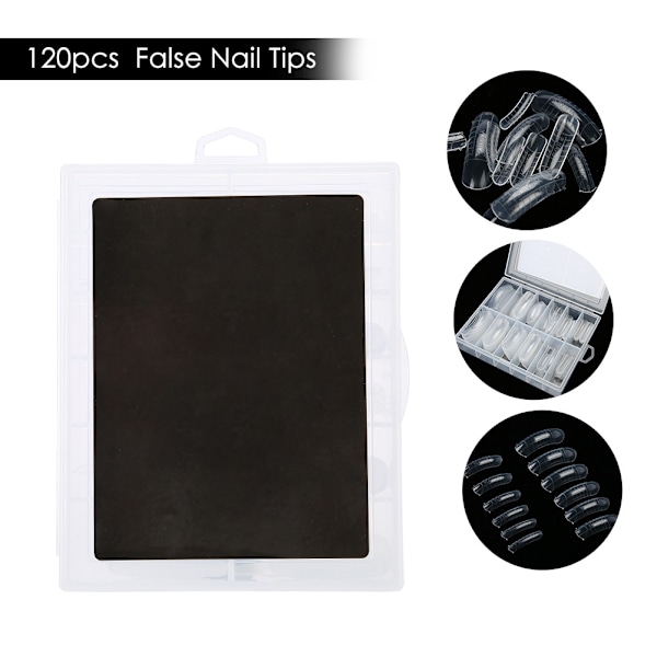 120 st transparenta full cover falska nagelkonstspetsar förlängning falska naglar låda 3#