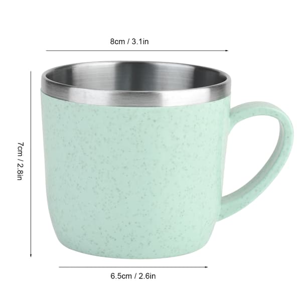 Rustfrit Stål Hvede Halm Kop Flasker Vand Kaffe Juice Mælk Krus (Grøn)