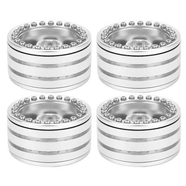 4 stk 1,9-tommers beadlock-hjulfelg i aluminiumslegering passer for SCX10 90046 TRX4 D90 1/10 RC CarSilver White
