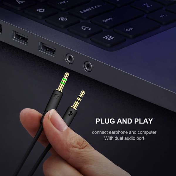 Splitter Hovedtelefon til Computer 3,5 mm Hun til 2 Han Hovedtelefon Mikrofon Audio Y Splitter Kabel