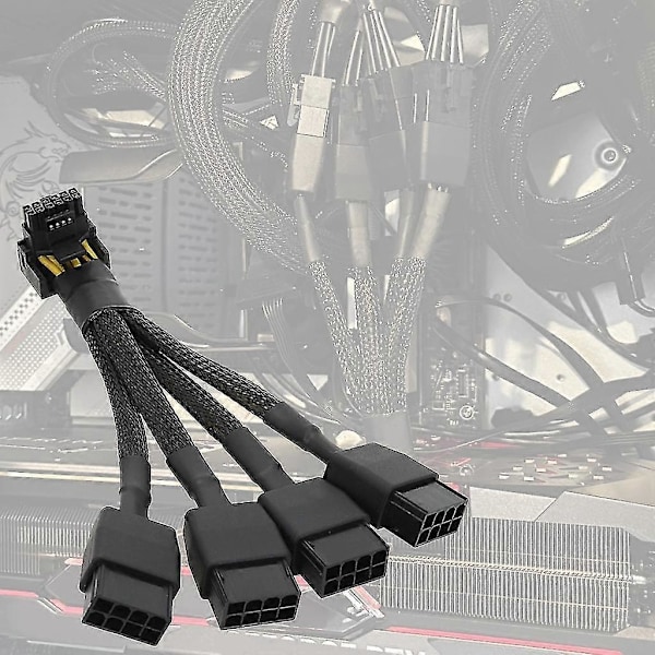 4x8pin Pci-e - 16pin (12+4) Pci-e 5.0 12vhpwr -liitin 90 asteen kulma 15cm
