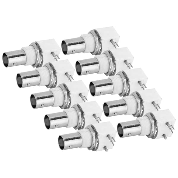 10 stk 90 graders hvit PCB-montert BNC-kontaktkort 2P BNCQ9-adapter for CCTV-systemer