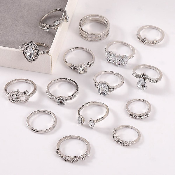 15 stk. Kvinner Diamantbelagt Ring, Julegave Bursdagsgave