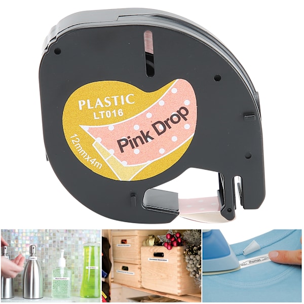 Print Label Tape Cute Ribbon Thermal Paper Pink Drop for Dymo Labeler Labeling Machine 12mm