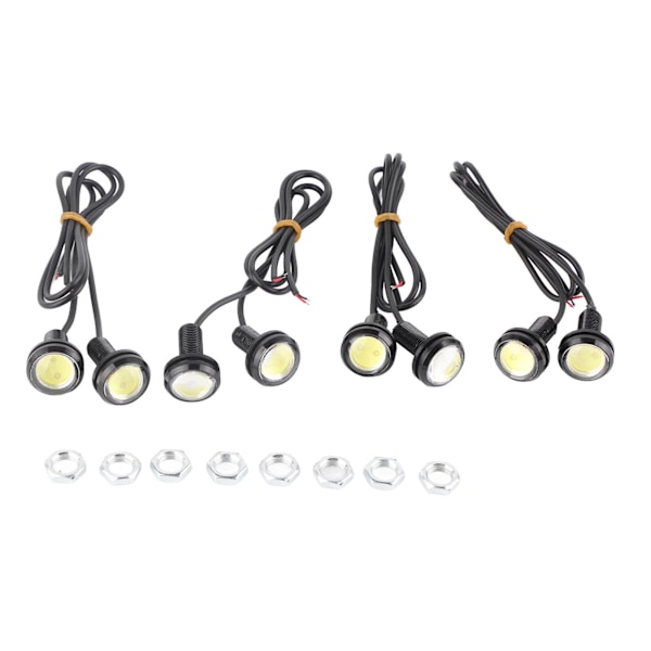 8 st Eagle LED-lampor Vit 23mm 12V Aluminiumlegering Vattentät Dammtät LED-billampor för Dagsljuskörning