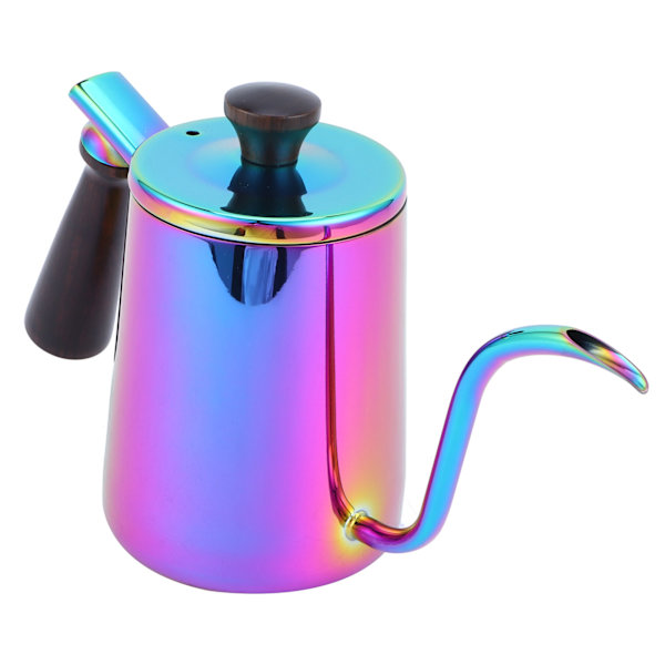 700 ml kaffekanna 304 rostfritt stål gåshals pip kaffedryppkanna med trähandtag långt pip - färgglad