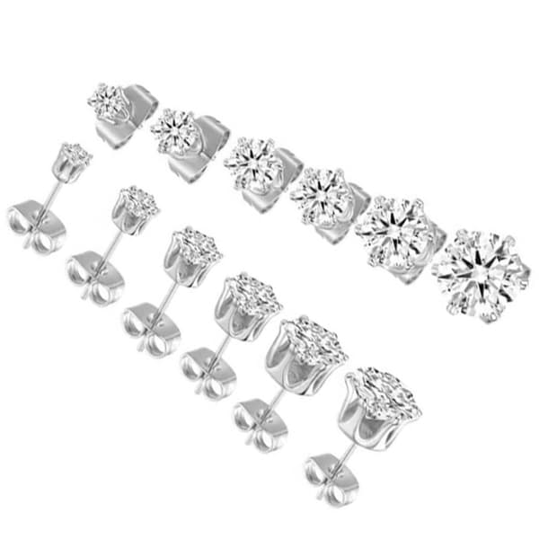 6 par øredobber sett 6 klør rustfritt stål zirkon piercing smykker tilbehør 3-8mm