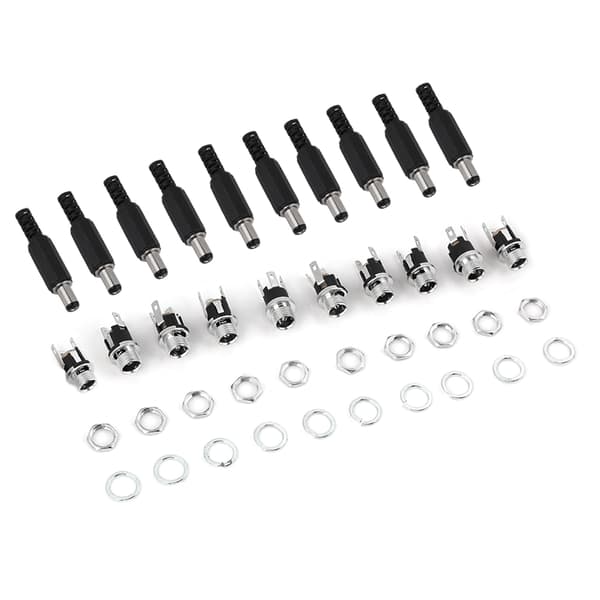 10 par 2.1x5.5mm 12V han- og hun-DC-strømstikadapterstik