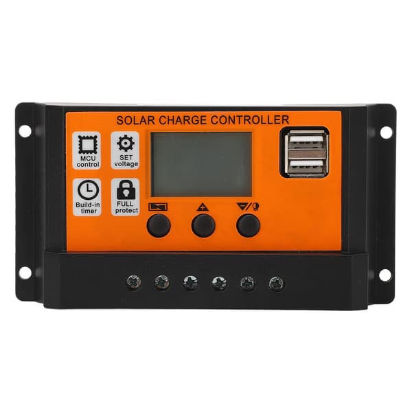 Solar Charge Controller LCD Display 3-trins styring Solpanel Opladningsregulator til syre-lithiumbatterier 12V 24V 20A