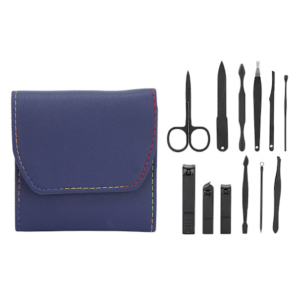 Set 12 verktyg Skärande liten bärbar prydlig nagelsax Grooming Kit med case för kontorsresor