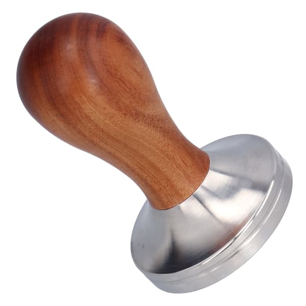 58mm Flat Base Kaffetamper Manuell Rustfritt Stål Kaffepulverpresse med Trehåndtak