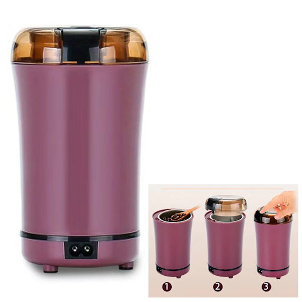 Elektrisk kaffekvern for urter og krydder, superfin kverning, lilla, EU-plugg, 220V