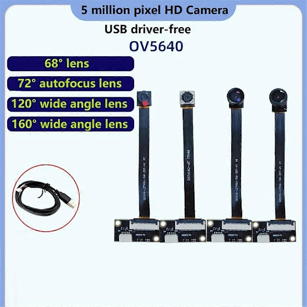 OV5640 5 Million Video Kameramodul 120 Grader Fast Fokus