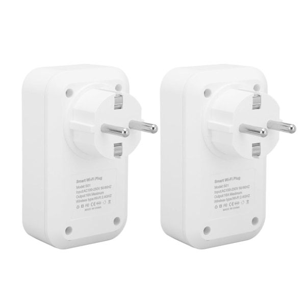 2 kpl Smart WiFi -pistoke Ladattava tulenkestävä langaton kauko-ohjaus ääniohjaus WiFi Smart Socket Plug EU Plug 100-250V