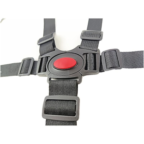 Justerbar Baby Sæde Sele - 5-Punkts Sele til Højstol, Barnevogn, Pram, Buggy - Universal Baby Sikkerhedssele Holder - Pakke med 2 (Sort+Grå)