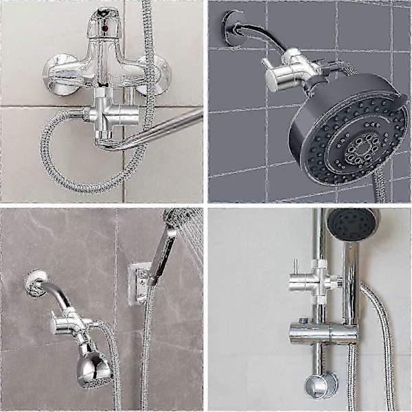 G1/2\" Duschmunstycksomkopplare, Duscharmsomkopplare i massiv mässing för handhållet duschhuvud och fast sprayhuvud, G1/2 20 mm diameter 3-vägs badrum