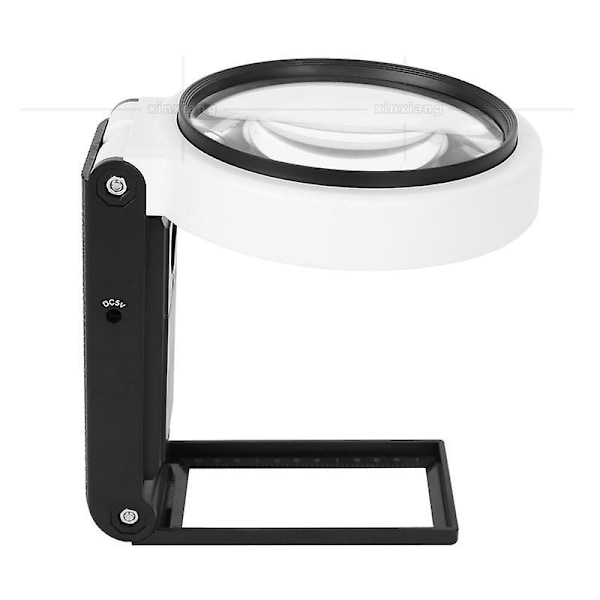 Foldbar 3,5x 25x Forstørrelsesglass med LED-lys og stativ, perfekt for nært arbeid og lesing