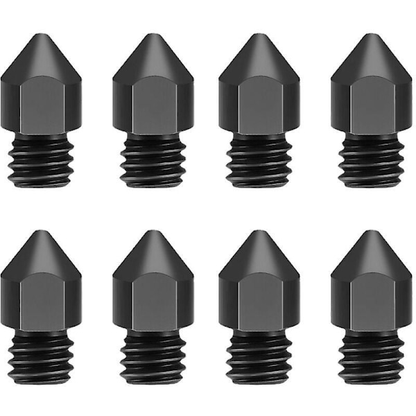 8-pack MK8 Munstycke i härdat stål, volframstål, 3D-skrivartillbehör, slitstark 1,75/0,2 mm spetsmunstycke