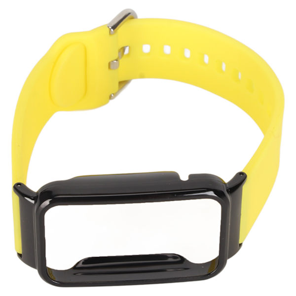 Silikone urrem med beskyttende kofangeretui, udskiftningstilbehør, der passer til Mi Band 7 Pro, gul og sort etui