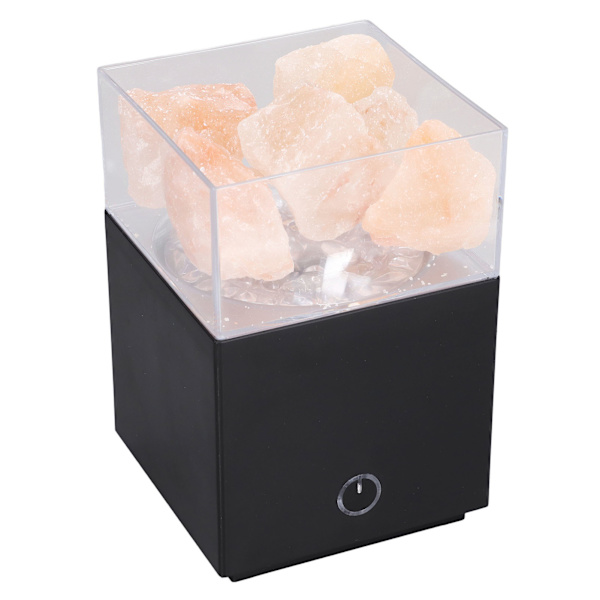 LED Farverig Himalaya Salt Lampe Fjernbetjening Firkant Salt Blok Lampe Negativ Ion Luftrensning LampeSort