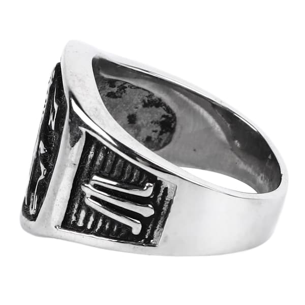 Gravert ring i rustfritt stål, antioksidant, moteriktig, antikk, utsøkt, elegant ring for daglig bruk, hvit, størrelse 10
