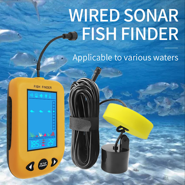 Bärbar Sonar Fisk Finder Djupmätare Handhållen Isfisk Finder med Färgrik LCD-skärm för Utomhusfiske