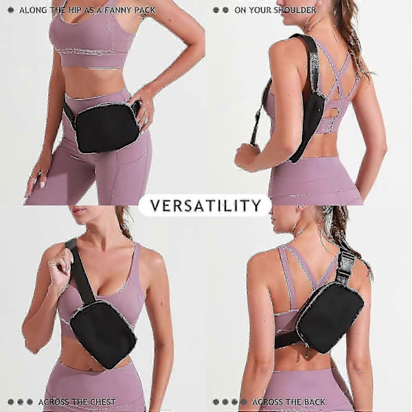 Crossbody Magväska för Kvinnor Män, Överallt Bältesväska med Justerbar Rem, för Utomhusvandring Löpning Resor Casual svart