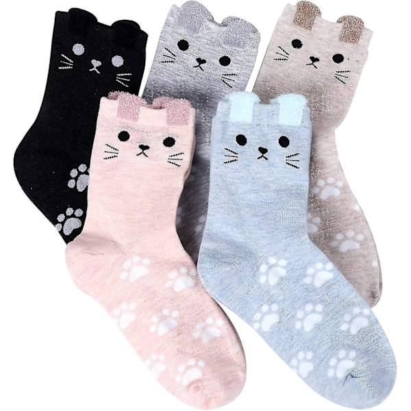 Söta djurstrumpor för kvinnor - Katt, hund, groda, ko, uggla, räv, hästgåvor