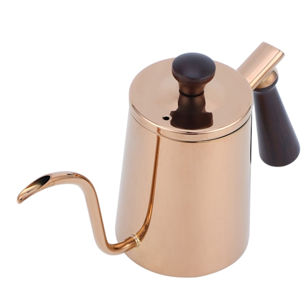 700 ml kaffekjele 304 rustfritt stål gåsehals tut kaffedryppkanne med trehåndtak Lang tut‑Rosegull