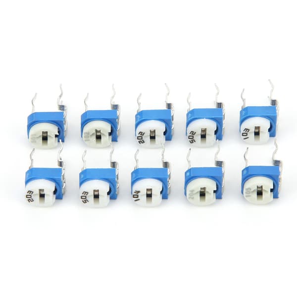 100 stk. variabel modstandstrimmer potentiometer pot elektronisk komponent RM065 blå + hvid
