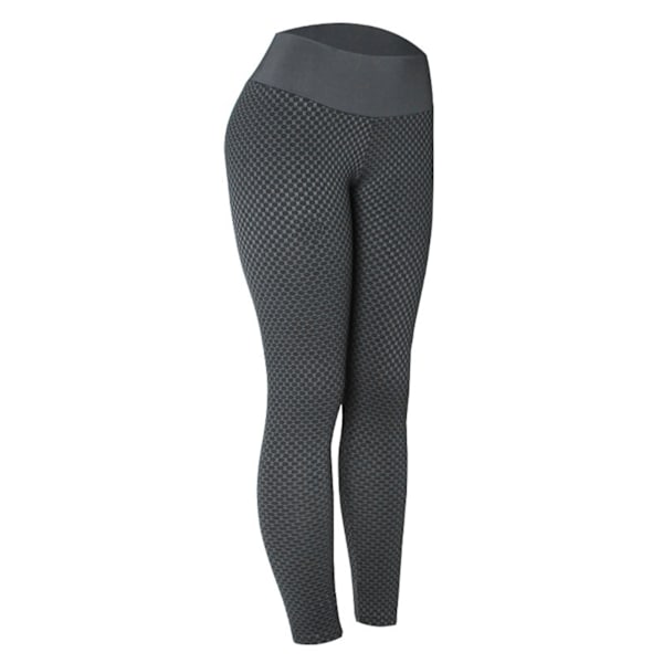 Sports Leggings Lett Pustende Høy Midje Plissert Hoftelinje Hudvennlig Nylon Spandex Myke Sportsbukser Svart XL