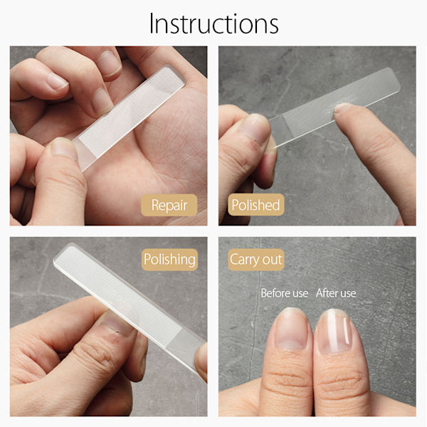 2 stk./sæt Professionelle Nano Glas Neglefile Transparent Polering Slibning Negle Filing Manicure Værktøj