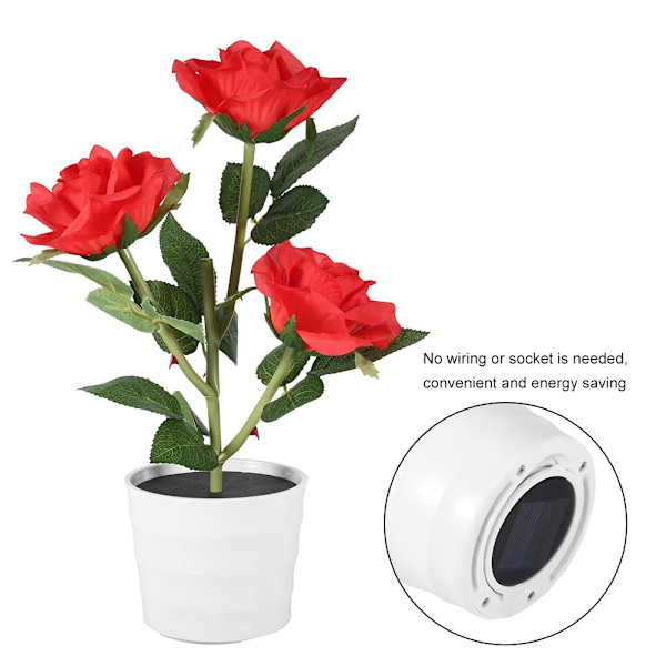 3LED kunstig rose lampe sol simulation blomst lys LED bonsai boligindretning