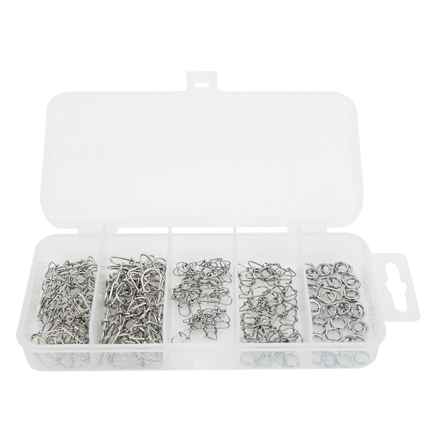 Fishing Connector Lure Pin Dobbel Sirkel Fast Clip Lock Snap Slitesterk ring sikkerhetsspenne