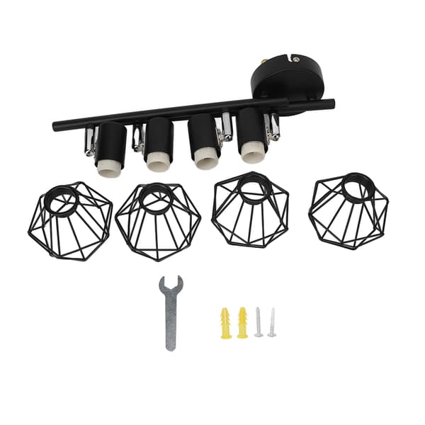 LED 4-Lamps Track Lighting Kit, flexibelt roterbart lamphuvud, takspotlight för kök, sovrum, restauranger