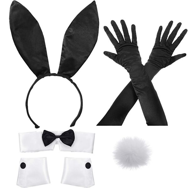 Halloween Kanin Kostume Sæt - Ører Hårbånd, Manschetter og Hale Tilbehør