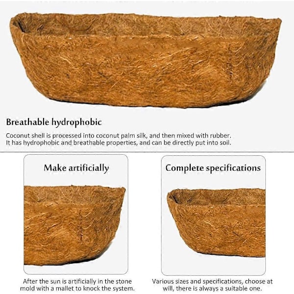 3-pak Coco Liner, Vægkurv Plantekasse Liner, Coco Liner Rulle Hængekurv Pad, Haveplanter