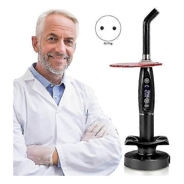 Justerbar LED Trådløs Hærdelampe Dental Enhed Dental Polymeriseret Resin Tandpleje Hærdet Lampe Maskiner Sølv EU Stik