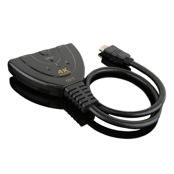 3 i 1 ut HD Multimedia Interface Switcher 4K 3-portars videoomkopplare med statusindikator svart